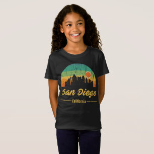 Vintager 80er San Diego City Skyline Retro Sunset T-Shirt