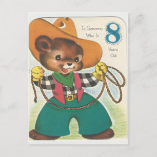 Vintager 8 Jahre alter Happy Birthday Bär Postkarte