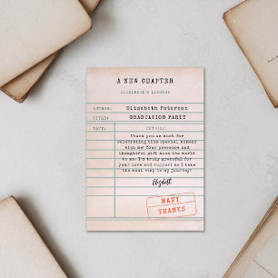 Vintager Abschluss der Bibliothekskarte Danke Kart