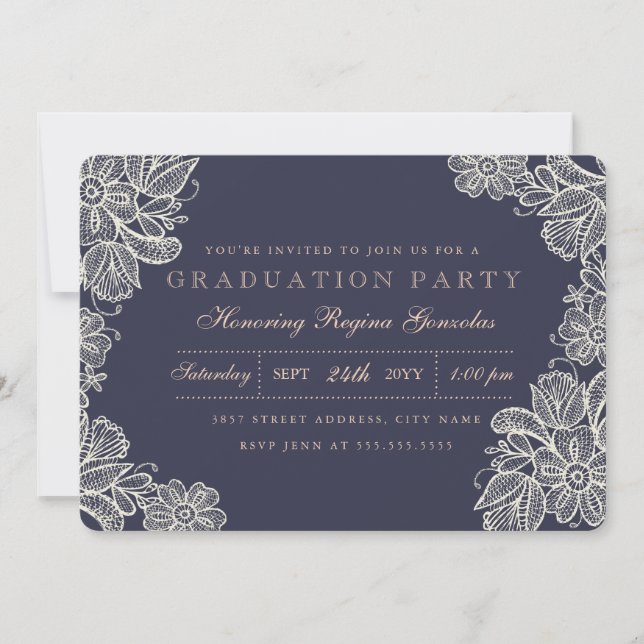 Vintager Abschluss Einladung (Vorderseite)