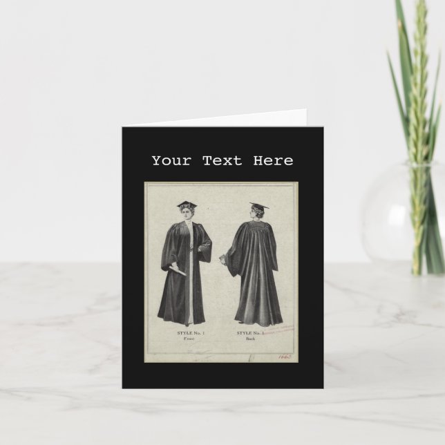 Vintager Abschluss Frauenkappe + Schwarz Dankeskarte (Vorderseite)