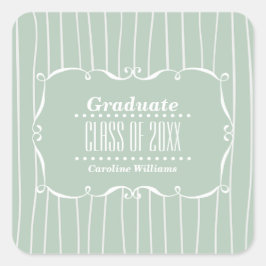 Vintager Abschluss für Streifenmuster Quadratischer Aufkleber