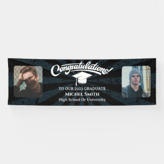 Vintager Abschluss gratuliert Black Two Foto Banner