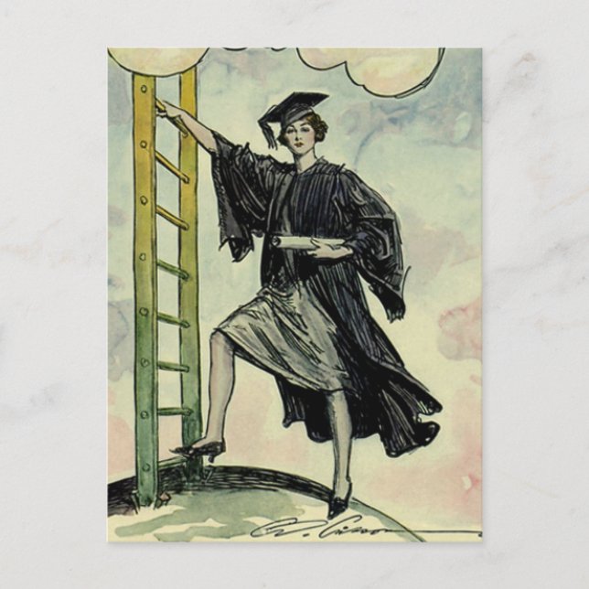 Vintager Abschluss, Klettern der Unternehmensleite Postkarte (Vorderseite)