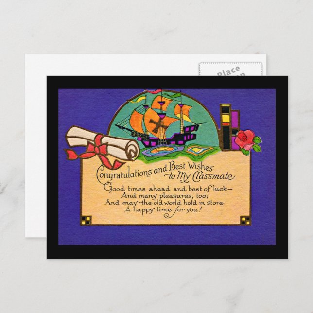 Vintager Abschluss Postkarte (Vorne/Hinten)