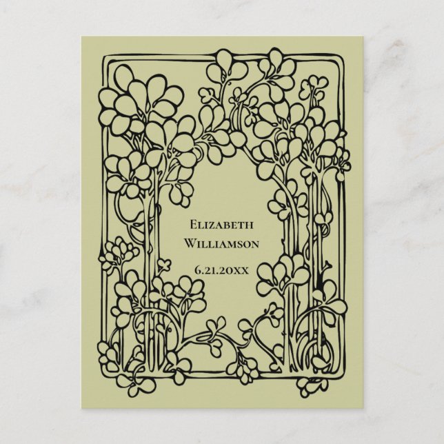 Vintager Abschluss Save the Date grün Postkarte (Vorderseite)