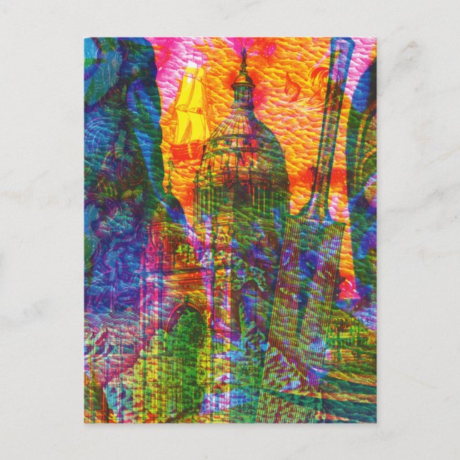 Vintager Abstrakter Seereichturm Postkarte (Vorderseite)