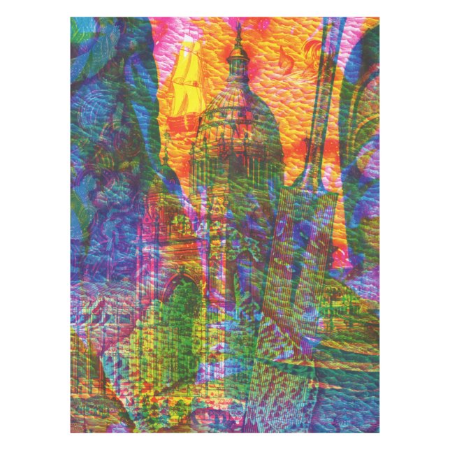Vintager Abstrakter Seereichturm Tischdecke (Vorderseite)
