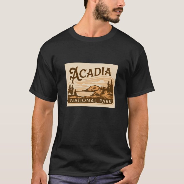 Vintager Acadia Nationalpark Bar Hafen T-Shirt (Vorderseite)