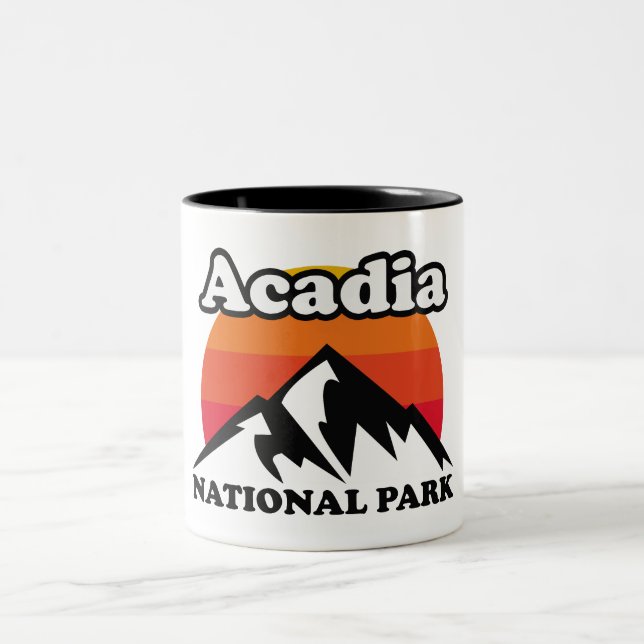 Vintager Acadia-Nationalpark Zweifarbige Tasse (Mittel)
