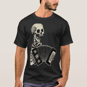 Vintager Accordionist Skull Skeletts Klavier spiel T-Shirt