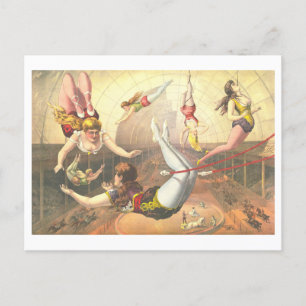 Vintager Acrobats Circus Werbung Lithograph Postkarte