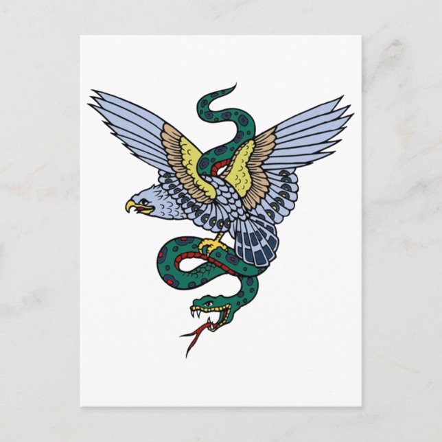 Vintager Adler und Schlange Postkarte (Vorderseite)