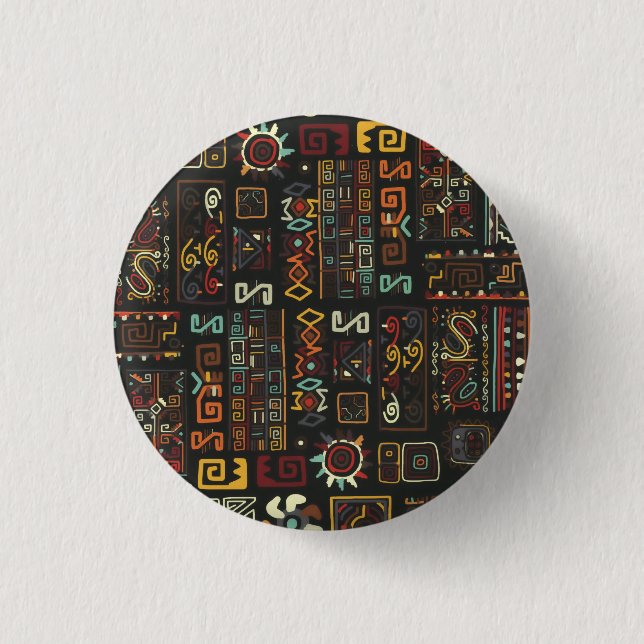 Vintager Afrikanischer Doodle Button (Vorderseite)