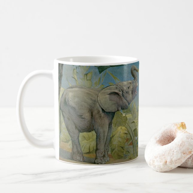 Vintager afrikanischer Elefant im Dschungel, EJ De Tasse (Mit Donut)