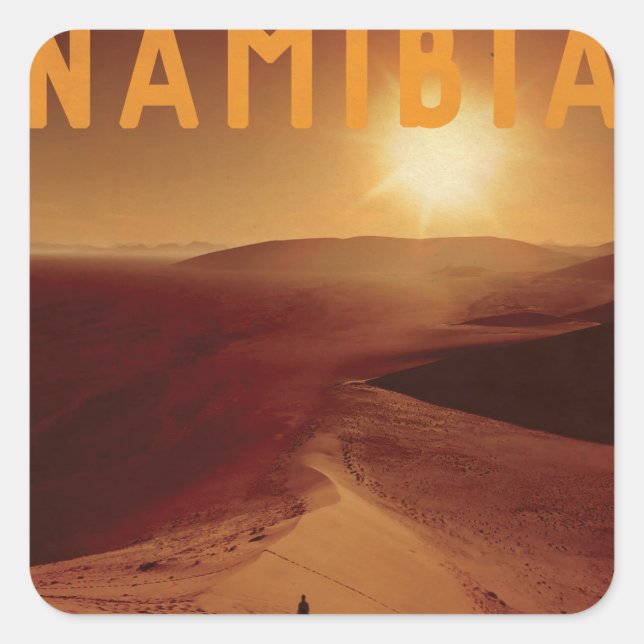 Vintager afrikanischer Sonnenuntergang Quadratischer Aufkleber (Vorderseite)