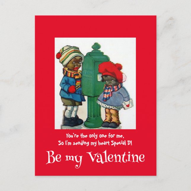 Vintager Afroamerikaner sendet mein Herz Valentine Postkarte (Vorderseite)