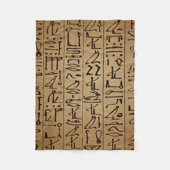 Vintager ägyptischer Hieroglyphen-Papier-Druck Fleecedecke (Vorderseite)