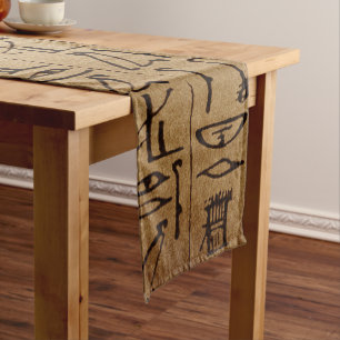 Vintager ägyptischer Hieroglyphen-Papier-Druck Kurzer Tischläufer