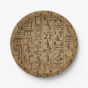 Vintager ägyptischer Hieroglyphen-Papier-Druck Pappteller