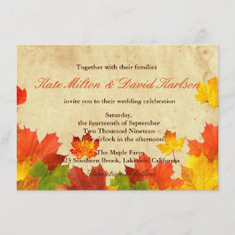 Vintager Ahorn Blätter Herbstfarben Hochzeit Einladung
