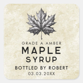 Vintager Ahornsirup hausgemachte Rezeptur quadrati Quadratischer Aufkleber