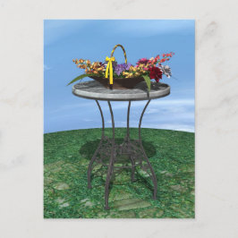 Vintager Aktionskorb für Blume Postkarte