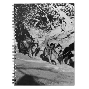 Vintager Alaska eskimo Malamute Schlittenrennen 19 Notizblock