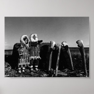 Vintager Alaska Fur verkleidet eskimo arktischer S Poster