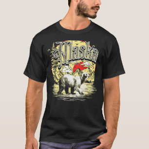 Vintager Alaska Outdoor Retro Polar Bär & Mountain T-Shirt