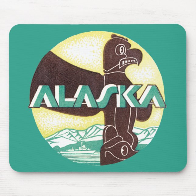 Vintager Alaska-Totem-Seeadler Mousepad (Vorne)