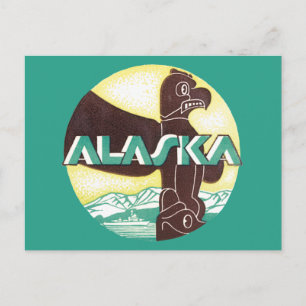 Vintager Alaska-Totem-Seeadler Postkarte