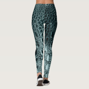 VINTAGER ALLIGATOR "HORNBACK" AQUAMARIN ÜBERARBEI LEGGINGS