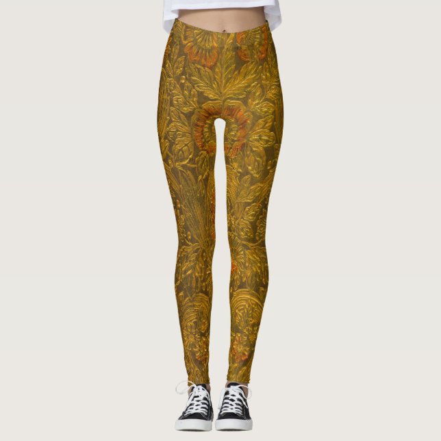 Vintager Allover mit Blumenmuster Leggings (Vorderseite)
