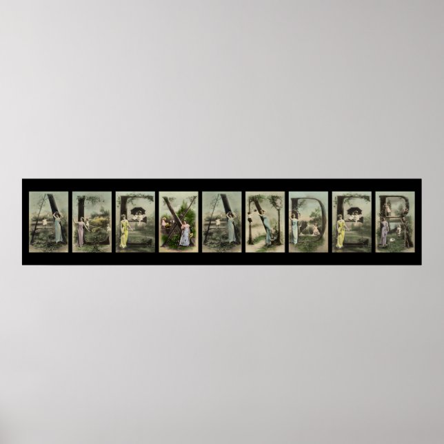 Vintager Alphabet Letter Name Art Poster (Vorne)