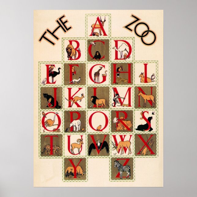 Vintager Alphabet Zoo Poster (Vorne)