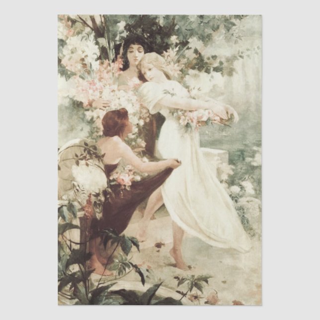 Vintager Alphonse Mucha Geist des Frühlings Seidenpapier (Vorderseite)
