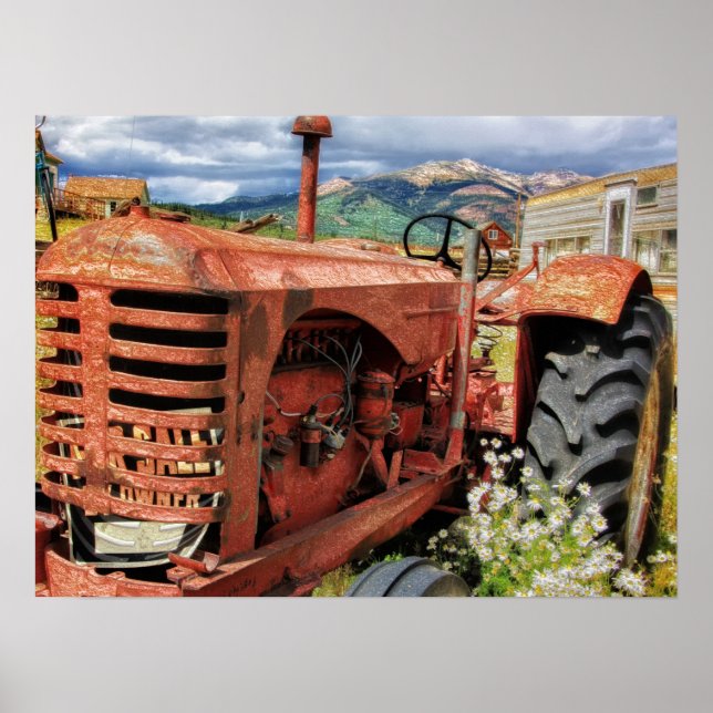 Vintager alter Bauerntraktor Poster (Vorne)