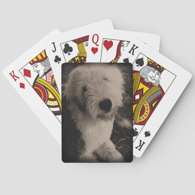 Vintager alter englischer Schäferhund Spielkarten (Rückseite)