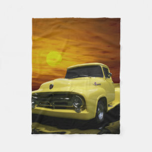 Vintager Alter Gelber LKW Fleecedecke