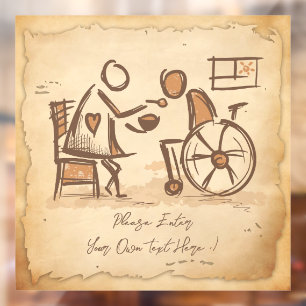 Vintager alter Modebetreuer, Pflegeassistent Fensteraufkleber