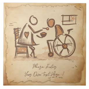 Vintager alter Modebetreuer, Pflegeassistent Fliese