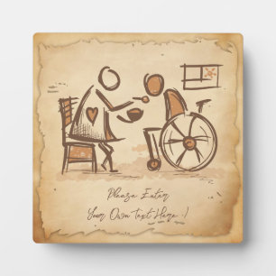 Vintager alter Modebetreuer, Pflegeassistent Fotoplatte