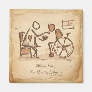 Vintager alter Modebetreuer, Pflegeassistent Magnet