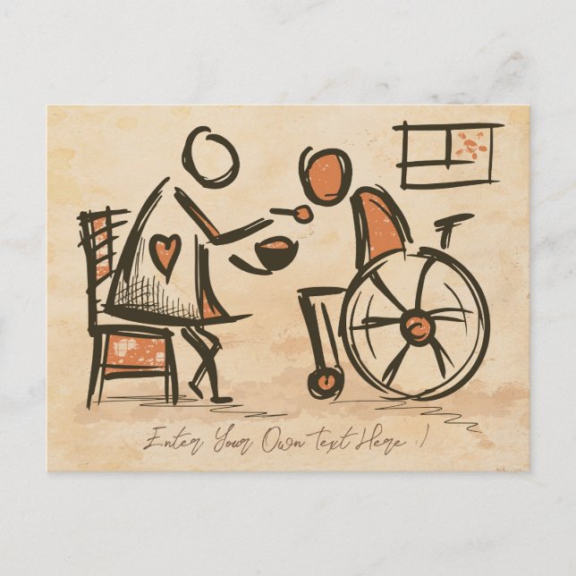 Vintager alter Modebetreuer, Pflegeassistent Postkarte (Vorderseite)