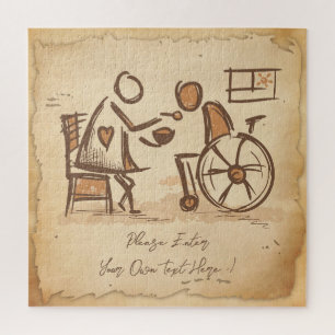 Vintager alter Modebetreuer, Pflegeassistent Puzzle