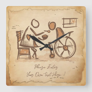 Vintager alter Modebetreuer, Pflegeassistent Quadratische Wanduhr