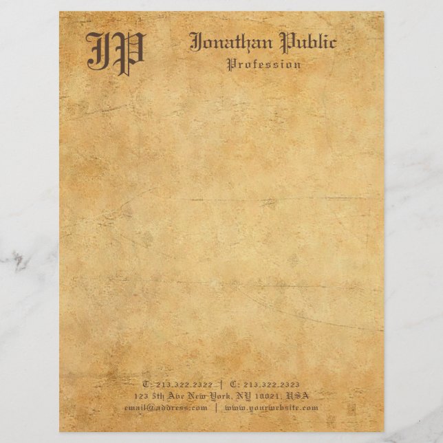 Vintager alter Papierblick-elegantes Briefbogen (Vorderseite)