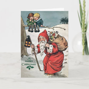 Vintager alter Weihnachtsmann Feiertagskarte