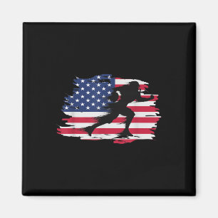 Vintager American Flag Quarterback Football Magnet